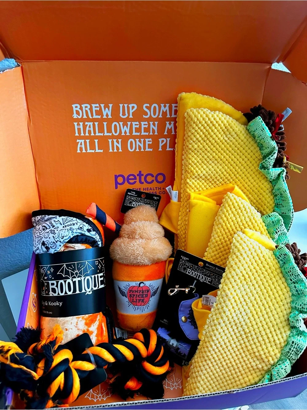 Bootique Halloween Pet Toy Gift Set in Orange and Yellow